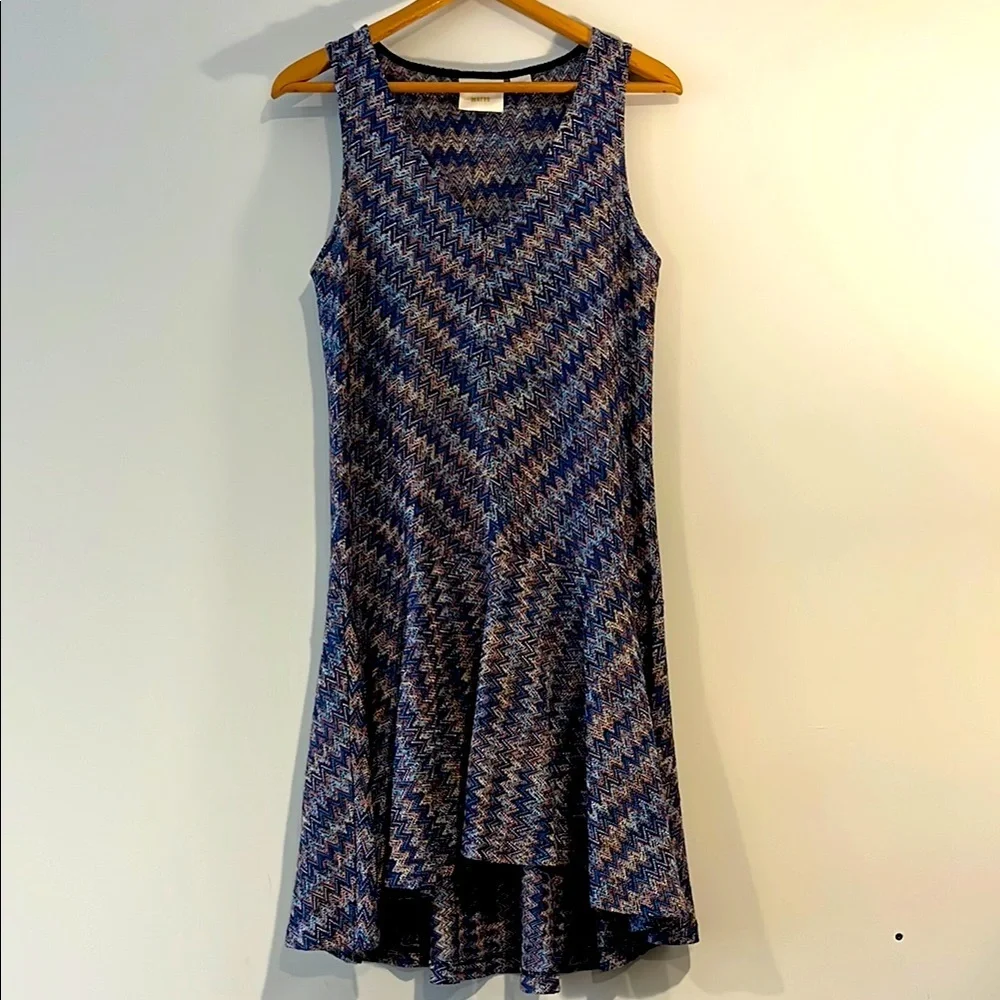 Anthropologie Maeve Westwater Chevron Knit Flowy Dress Sleeveless Blue Purple - Picture 2 of 10